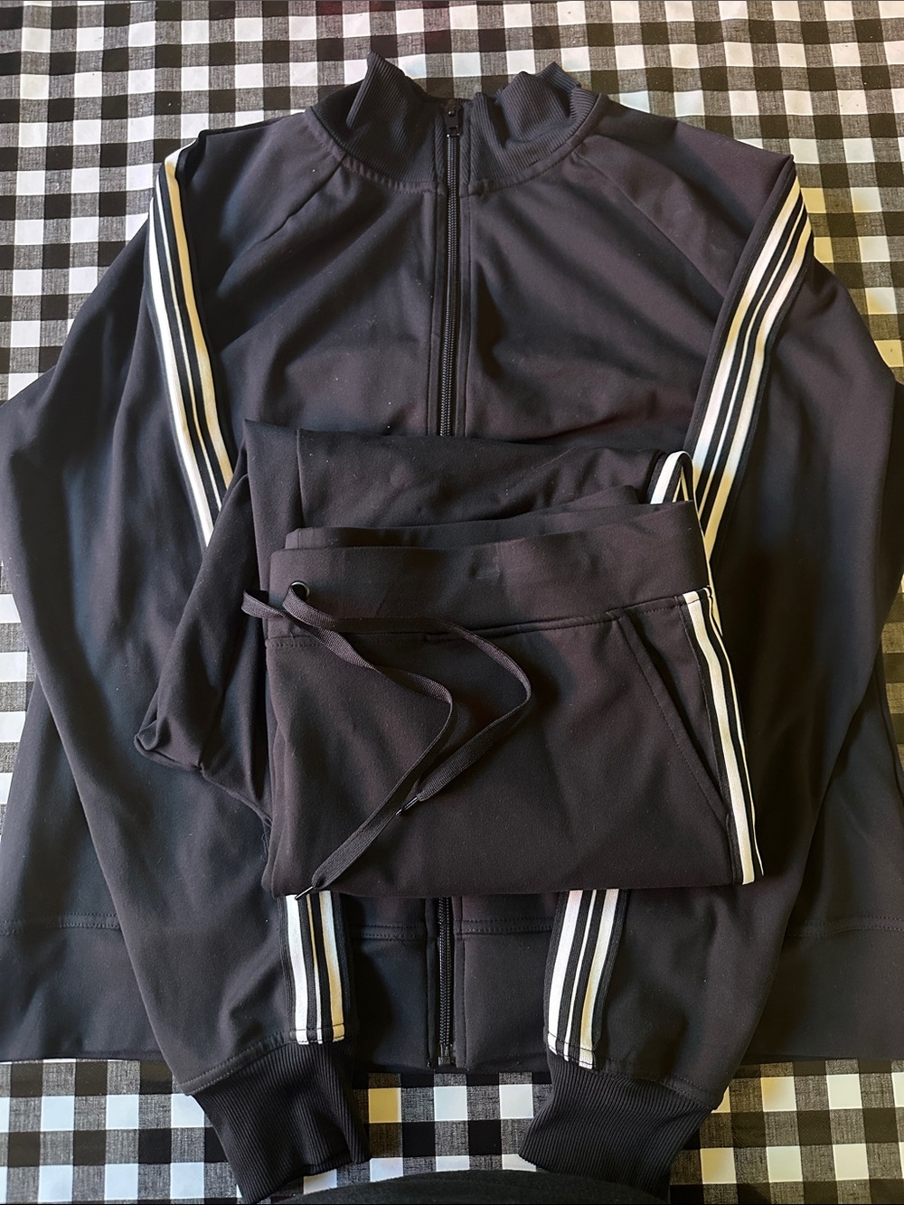 Athletic Works Black Jogger Set with White Side Stripes